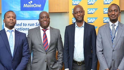 (L-r): Tayo Ashiru, head, Marketing, MainOne; Olumide Familusi, chief operating officer, SAP West Africa; Adeyinka Aderombi, vice president, Enterprise Products, Konga and Adewale Adeyemi, product manager, Cloud Services, MainOne during the MainOne-SAP Business Session, during the week.